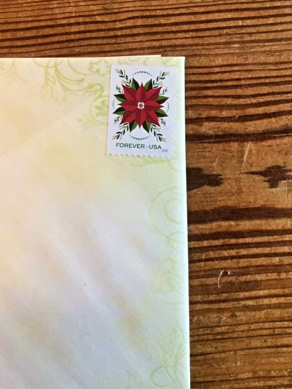Leanin' Tree Christmas Greeting Cards Set of 6 Envelopes Poinsettia Vintage